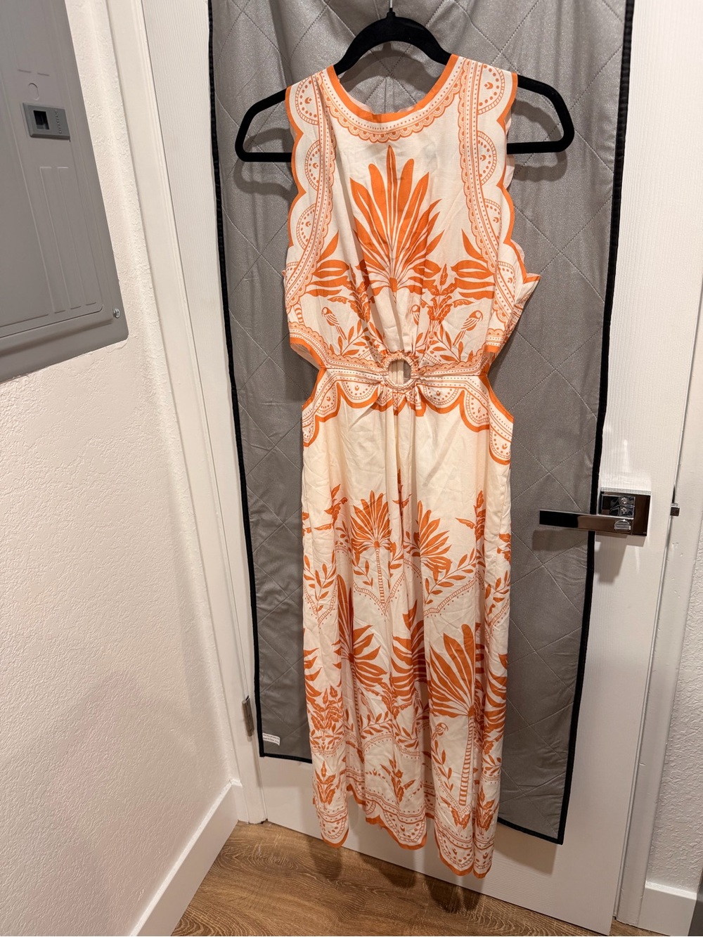 Commense Orange and Cream Cutout Maxi Dress